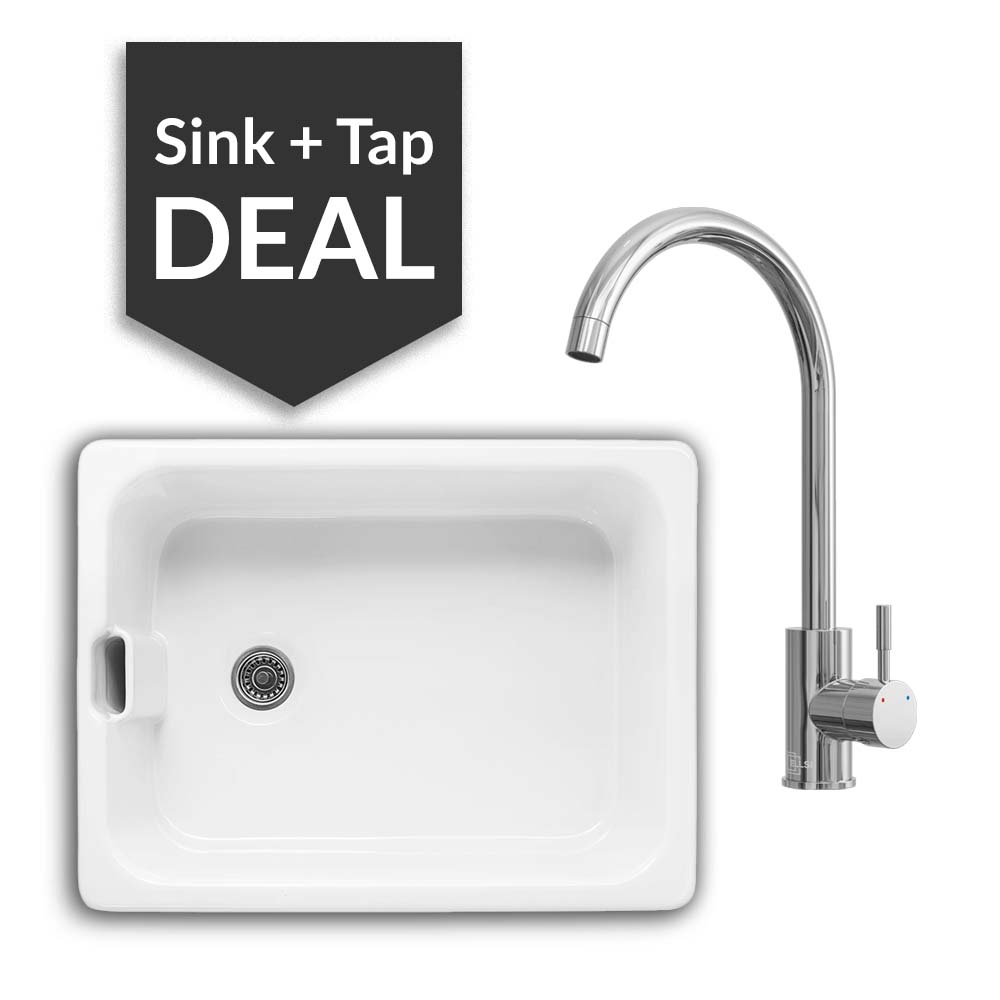 600mm Single Belfast Sink & Varone Chrome Tap Pack
