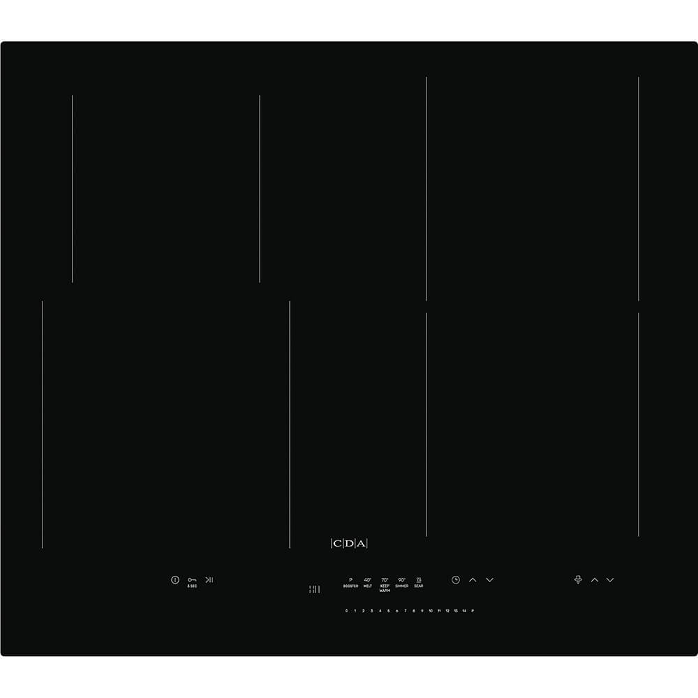 CDA HN6860FR - 4 zone induction hob, single bridge, slim depth, hood connect (CCH60BL) 