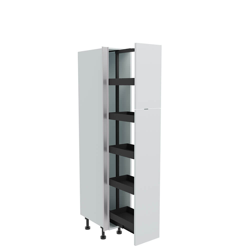 300mm True Handleless Tall Planero Pull Out Larder Unit - 570mm Top Door (Low) - LH