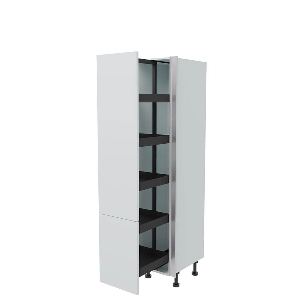400mm True Handleless Tall Planero Pull Out Larder Unit - 570mm Lower Door (Low) - RH