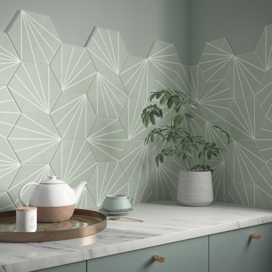 Sunburst Mint Matt Glazed Porcelain Tiles Box - Pack of 16 (0.75m²)