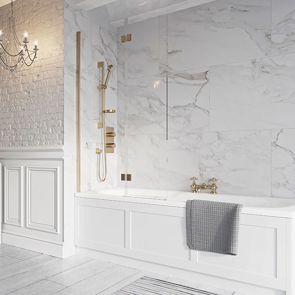 Outward Opening Bath Screen - Brushed Brass 