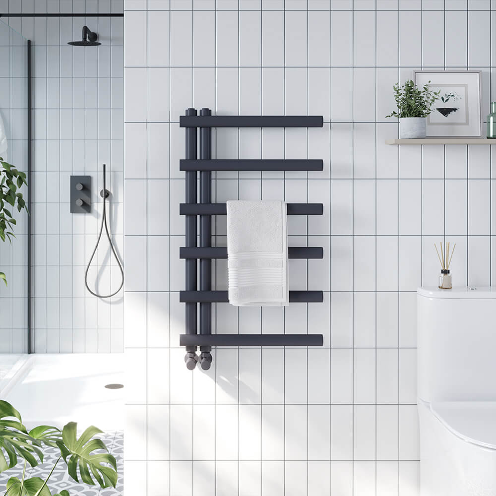 Carlo Towel Radiator - Carbon Anthracite - 500mm Wide Options