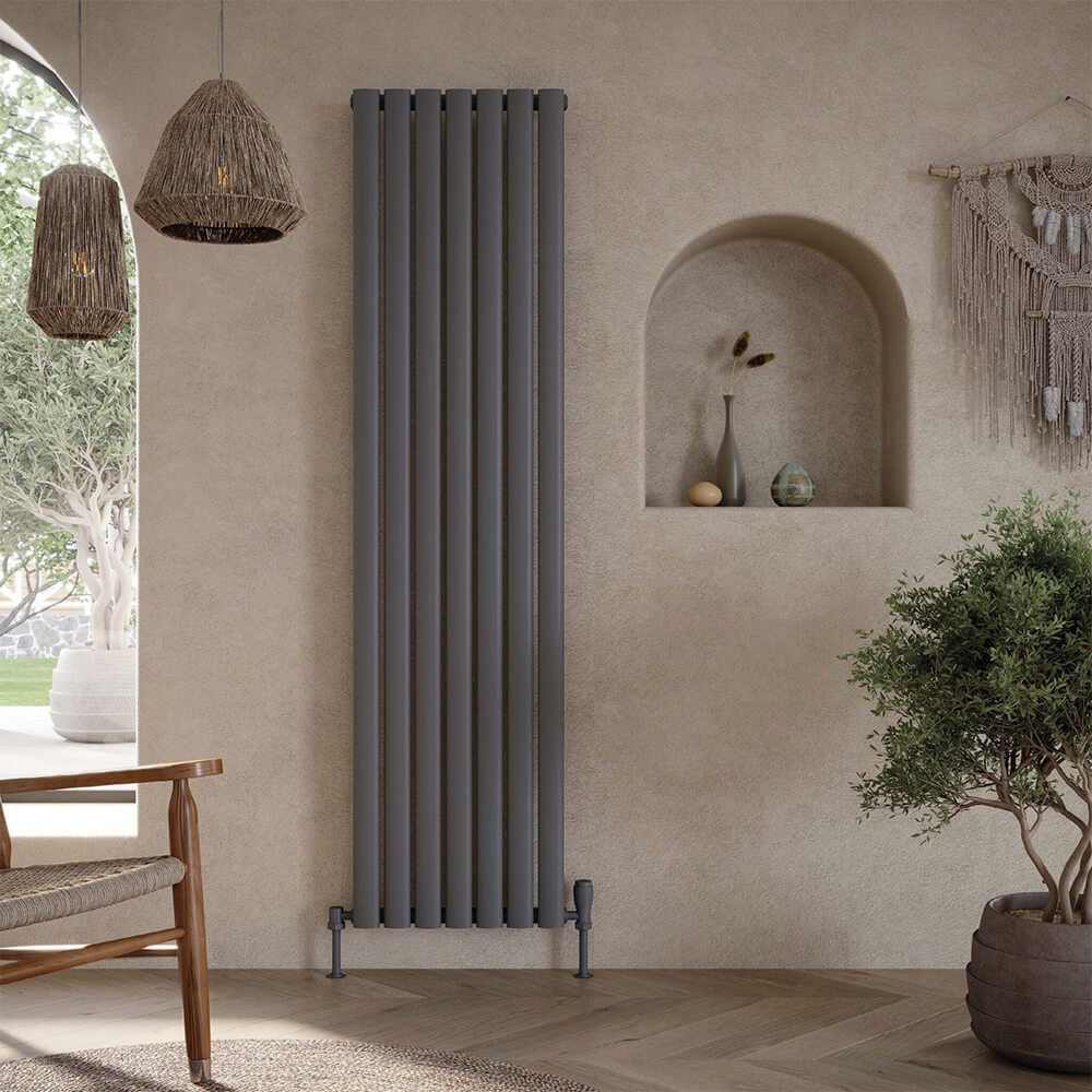Apex Vertical Designer Radiator - Double - Anthracite - Various Sizes