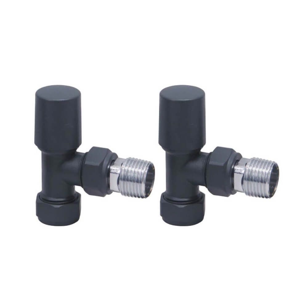 Carbon Anthracite Radiator Valves Angled (Pair)