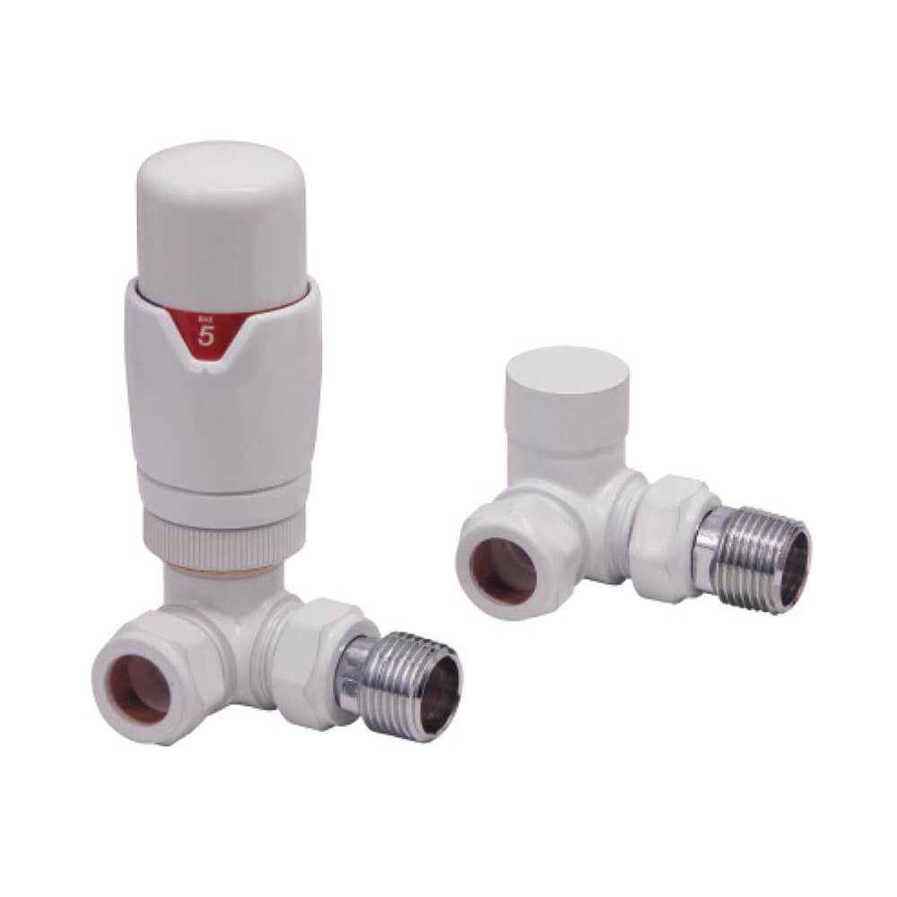 White Radiator Designer Valves Corner (Pair)