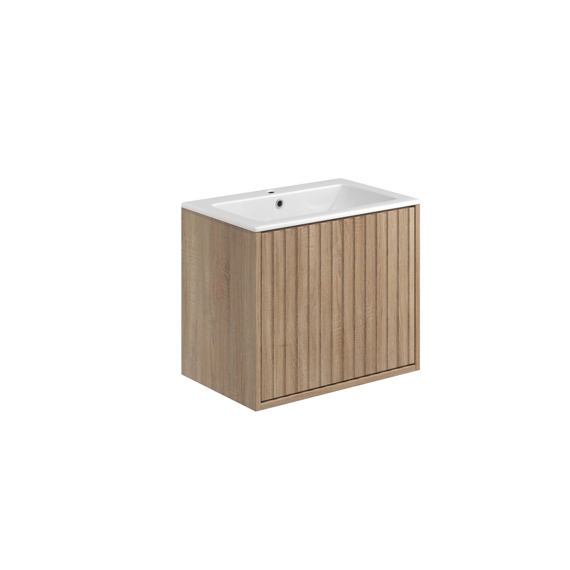 Alfie 600 Cabinet with Fluted Door with Integrated Sink - Sonoma Oak (Complete)