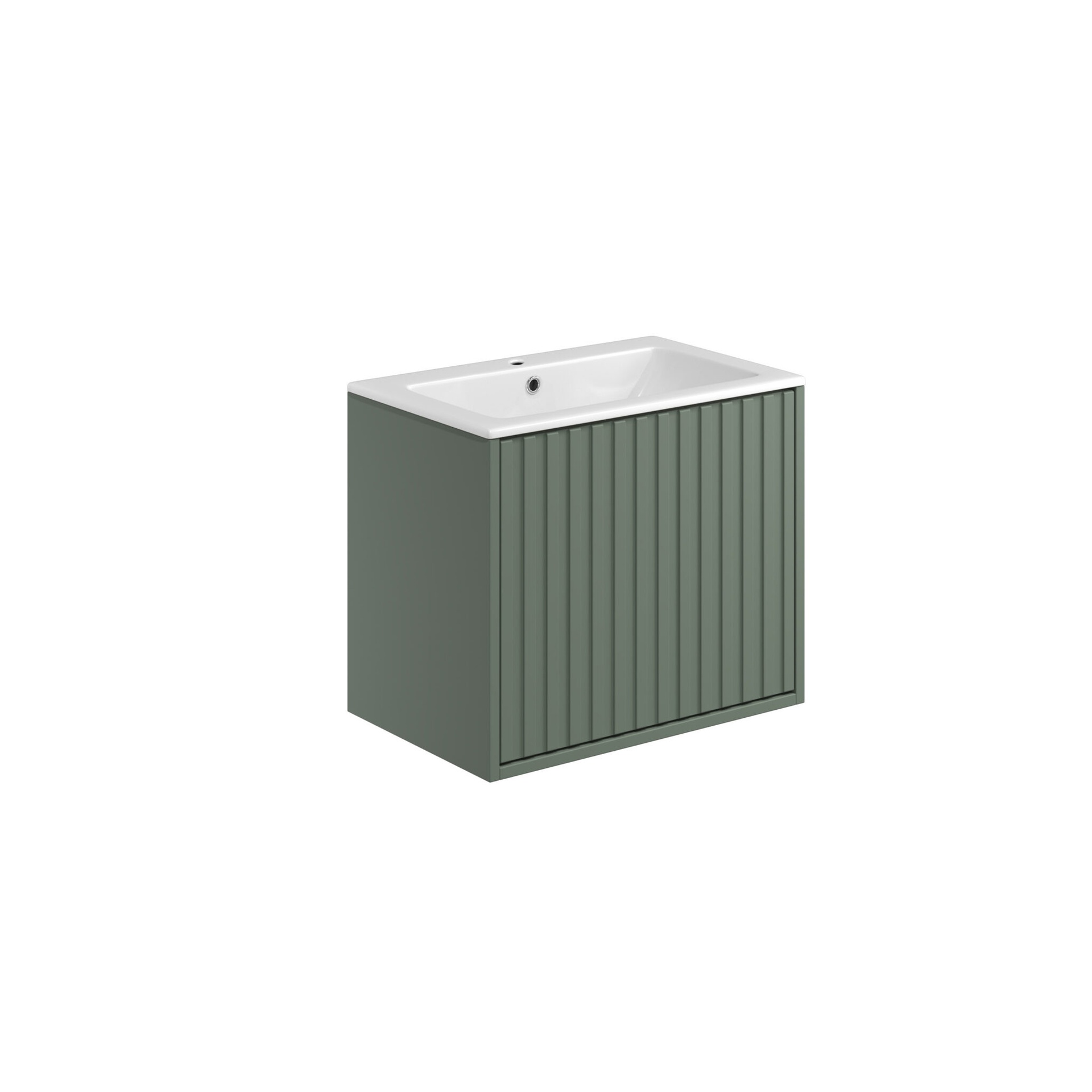 Alfie 600 Cabinet with Fluted Door with Integrated Sink - Reed Green (Complete)