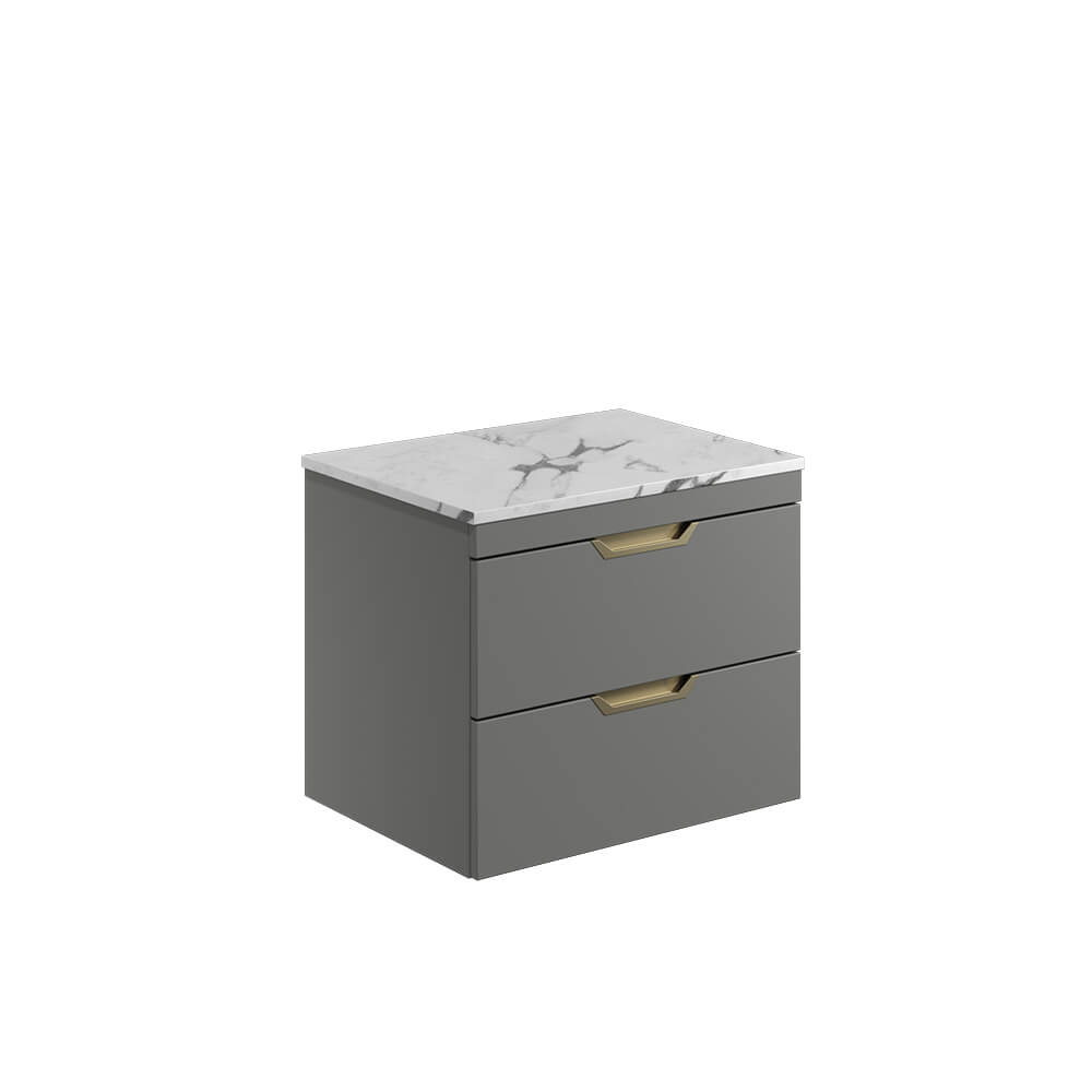 Aubrey 600 Cabinet With Carrara Marble Worktop - Dust Grey (Complete)