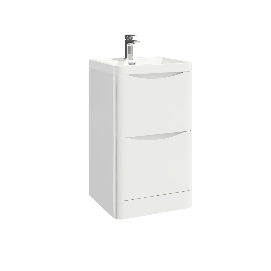 Bella 500 Floor Cabinet with Basin - High Gloss White (Complete)