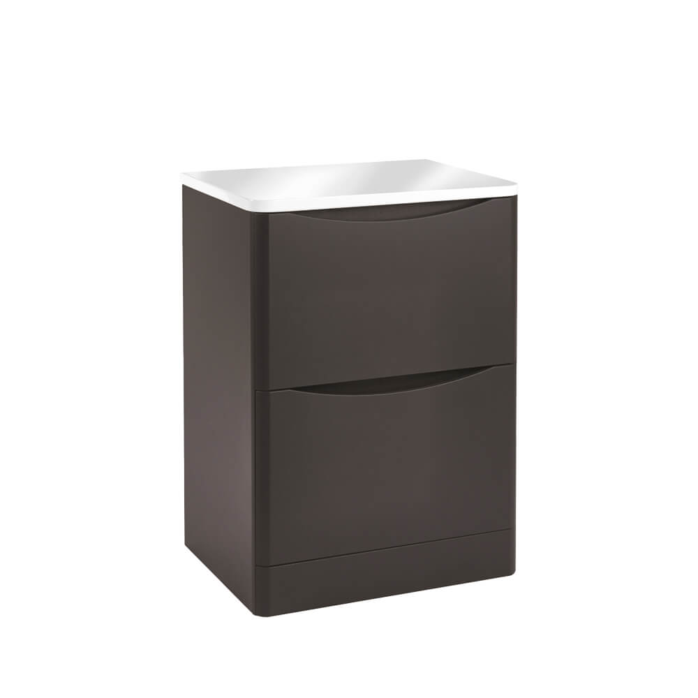 Bella 600 Floor Cabinet with Counter Top - Matte Grey (Complete)