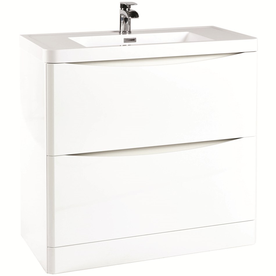 Bella 900 Floor Cabinet with Basin - High Gloss White (Complete)
