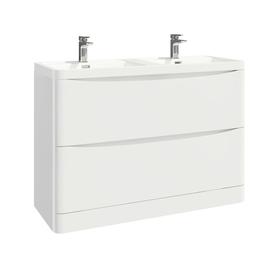 Bella 1200 Floor Cabinet with Basin - High Gloss White (Complete)