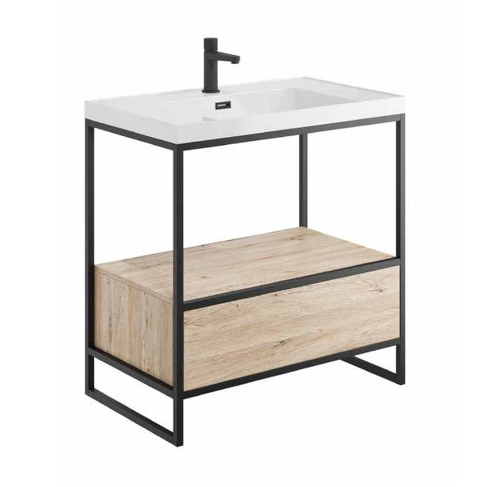 BOHO 800 Floorstanding Black Frame with Drawer Box & Basin (Complete)