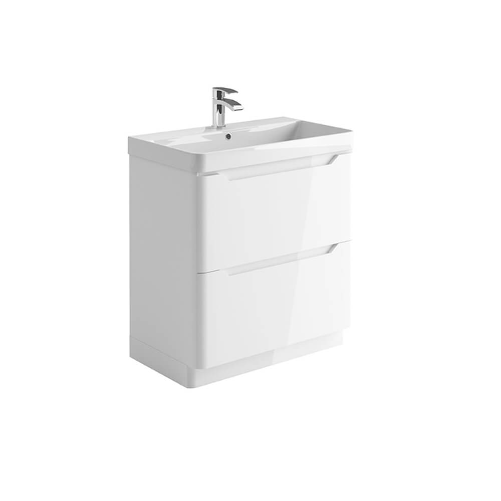Ella 800 Floor Cabinet - High Gloss White (Complete)