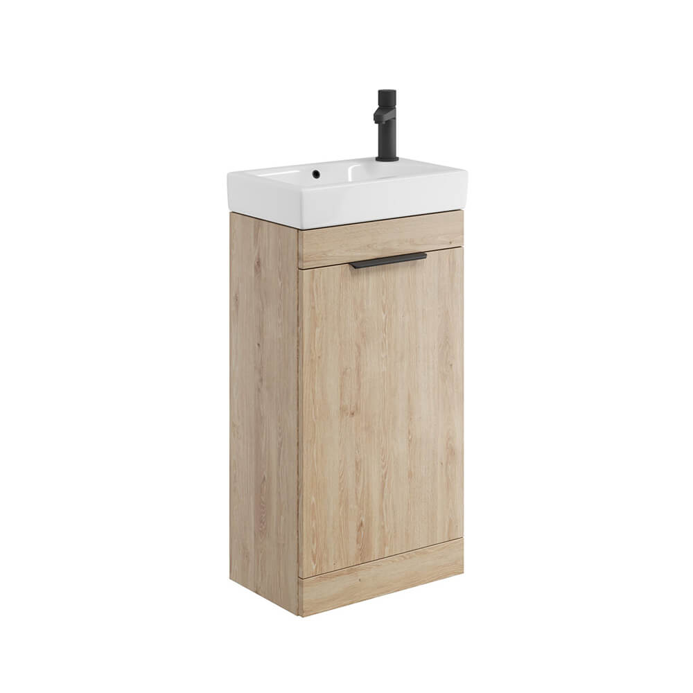 Esme 450 Cloakroom Unit - Davos Oak with Black Handle (Complete)