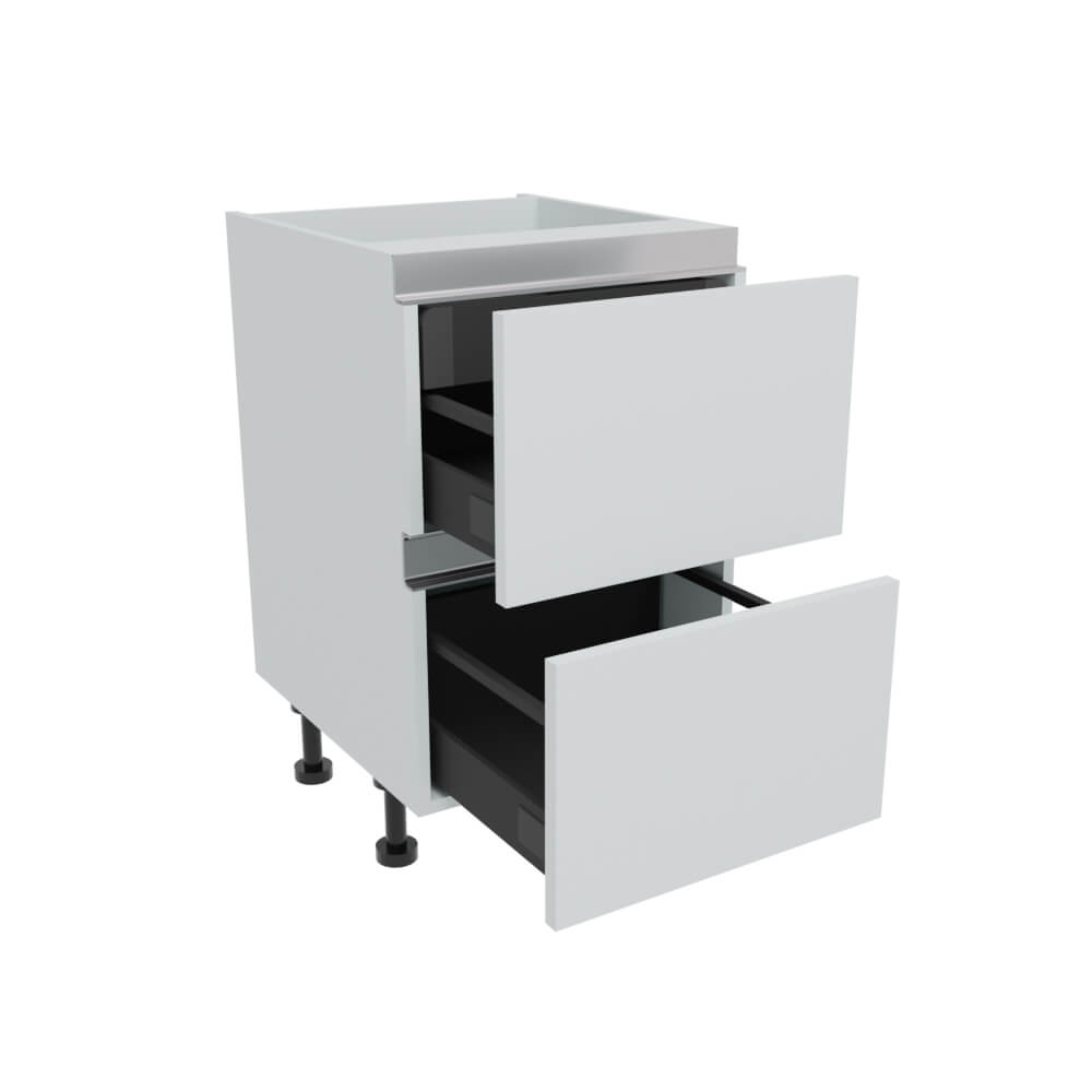 500mm True Handleless 2 Drawer Base Unit + 1 Internal