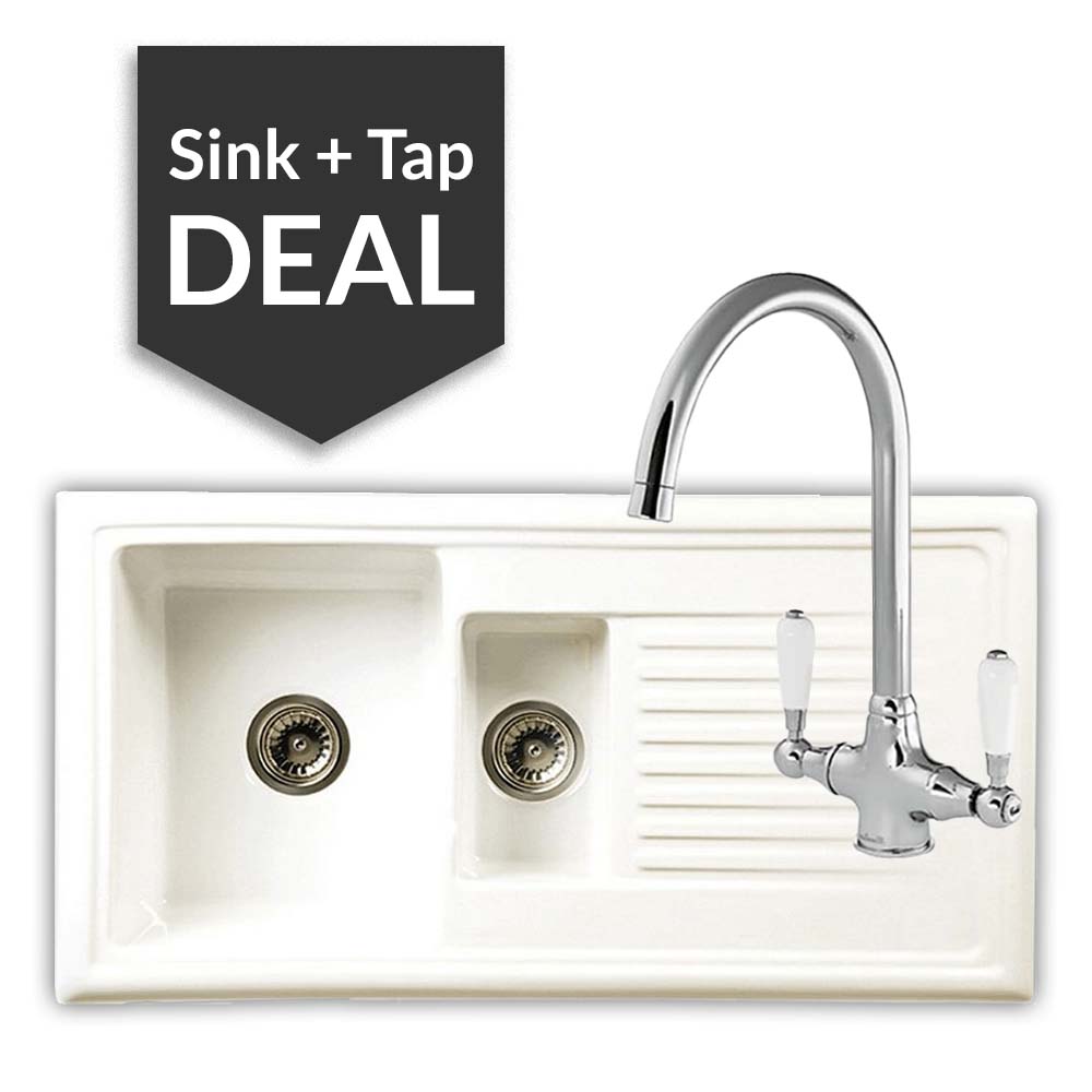 Ceramic 1.5 Bowl Sink & Belmore Chrome Tap Pack - 2024