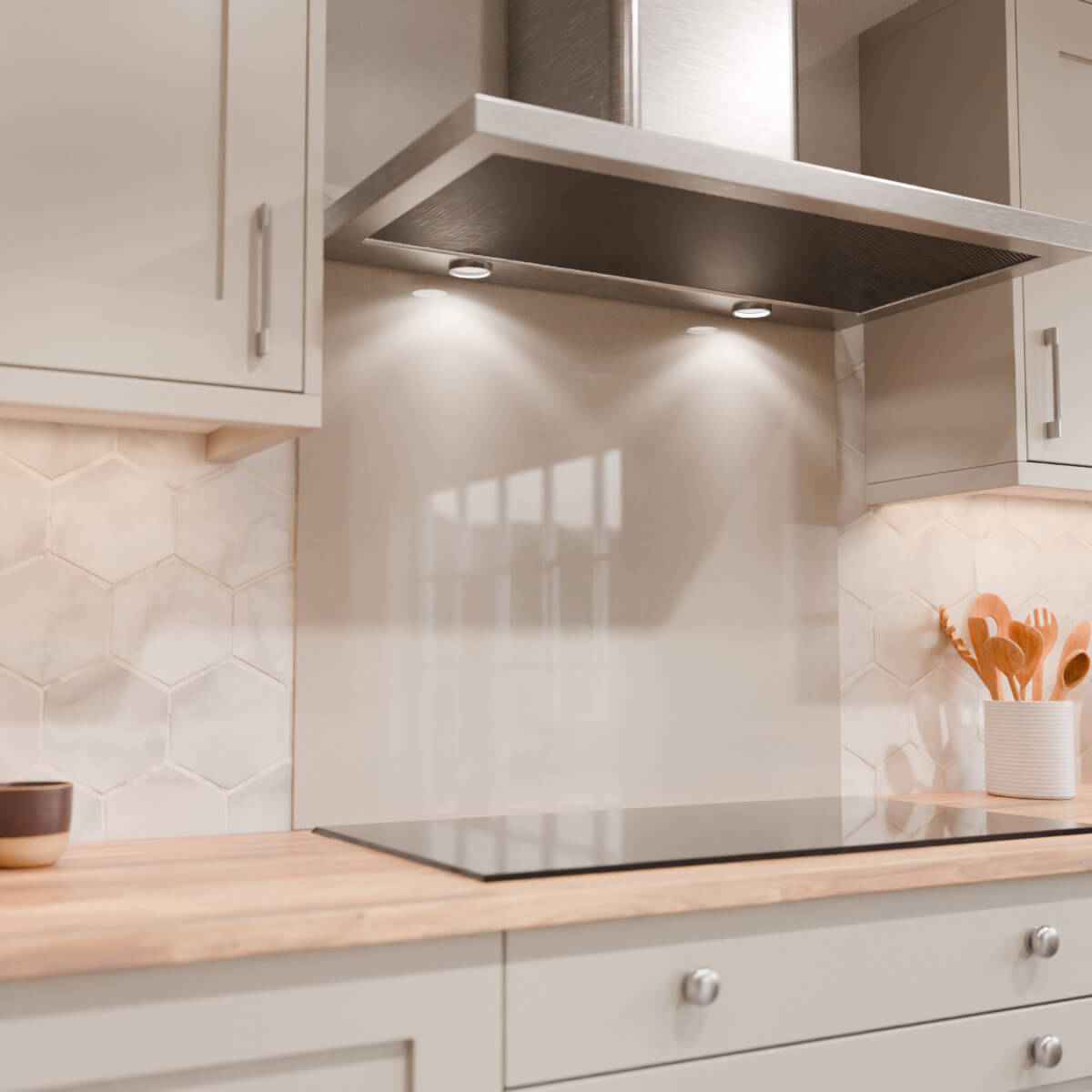 Aurora Painted Glass Hob Splashback - Standard Sizes - Pebble Grey