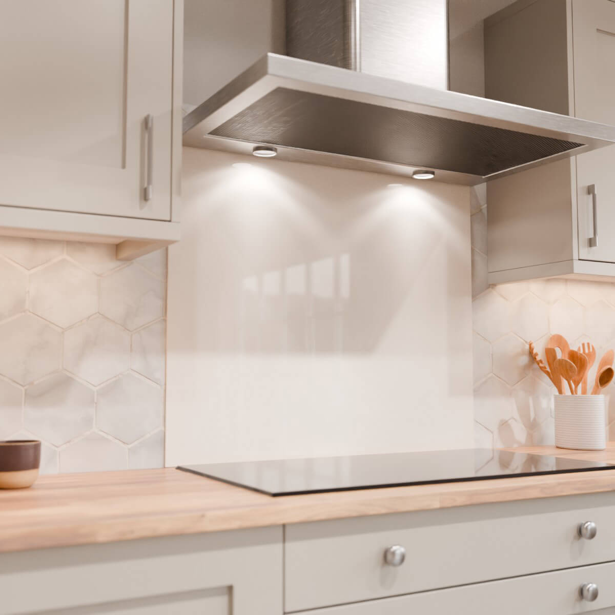 Aurora Painted Glass Hob Splashback - Standard Sizes - Porcelain