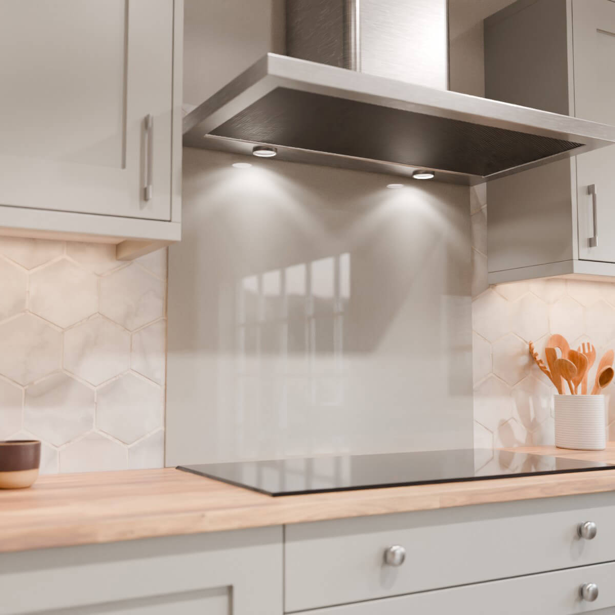 Aurora Painted Glass Hob Splashback - Standard Sizes - Dust Grey