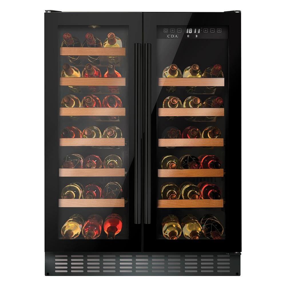 CDA FWC624BL 600mm Under Counter Wine Cooler, Black, 38 Bottle