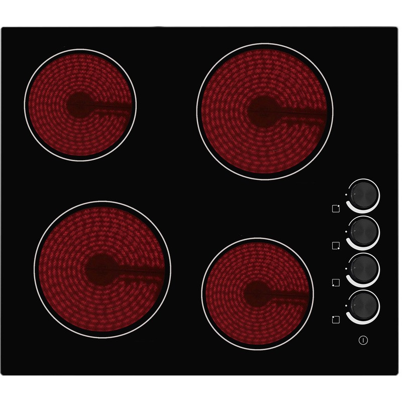 BEKIA 60cm Black 4 Zone Ceramic Hob With Rotary Controls