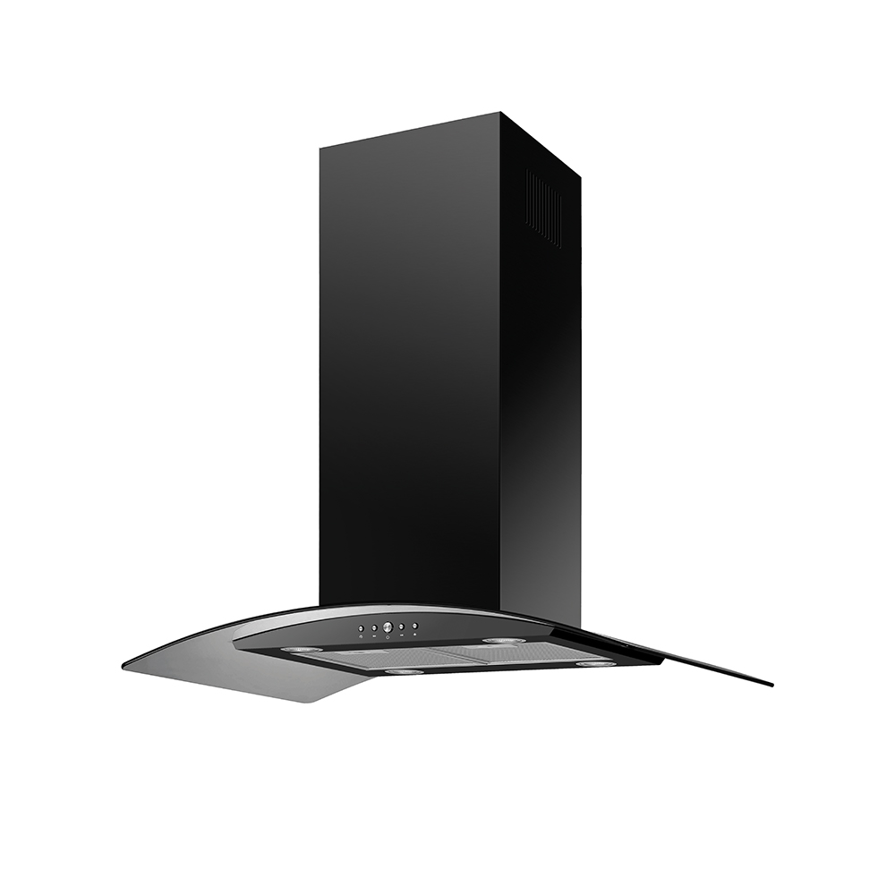 BEKIA 90cm Black Curved Glass Island Hood