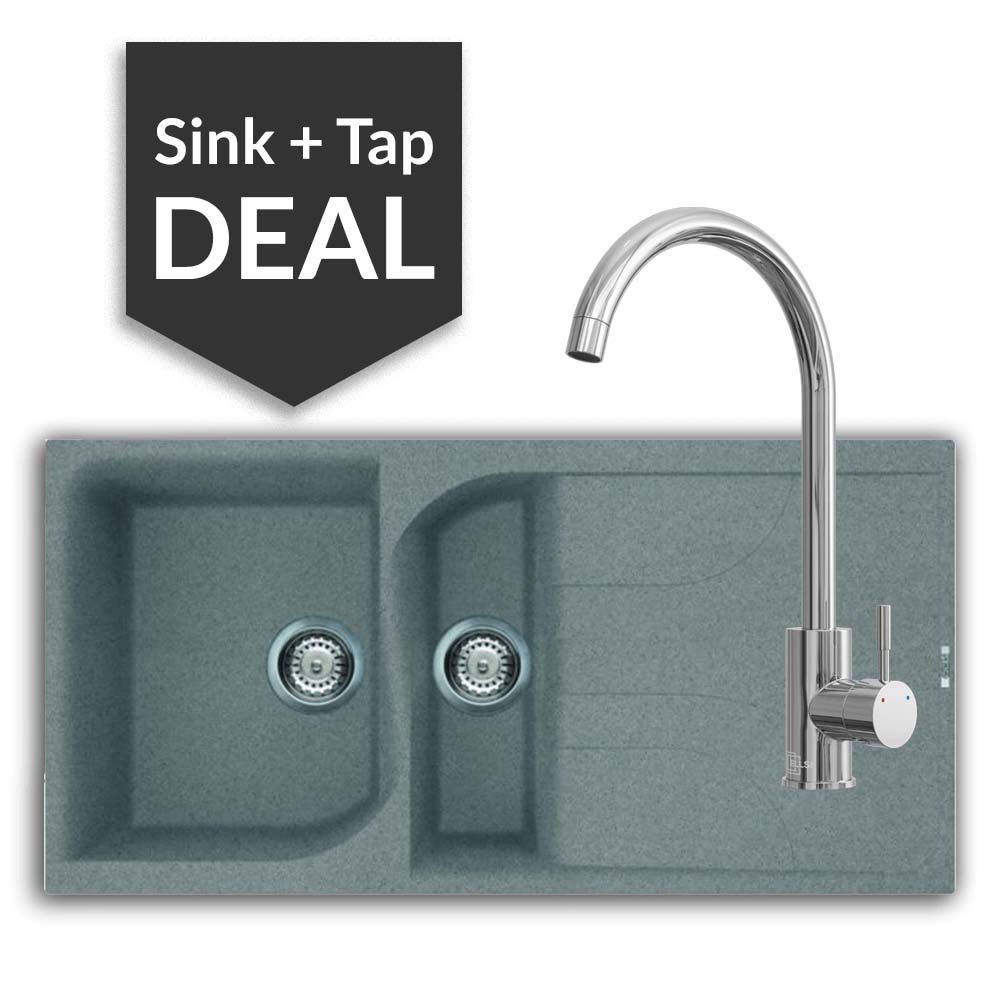 Quartz Titanium 1.5 Single Bowl Sink & Varone Chrome Tap Pack - 2024