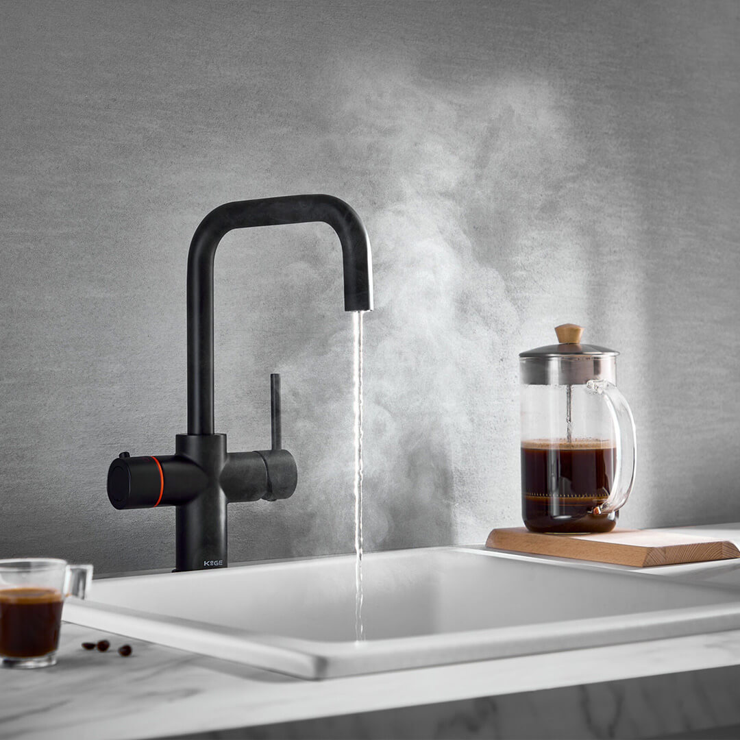 KoGE 3-in-1 Square Spout Boiling Hot Water Tap | Matt Black