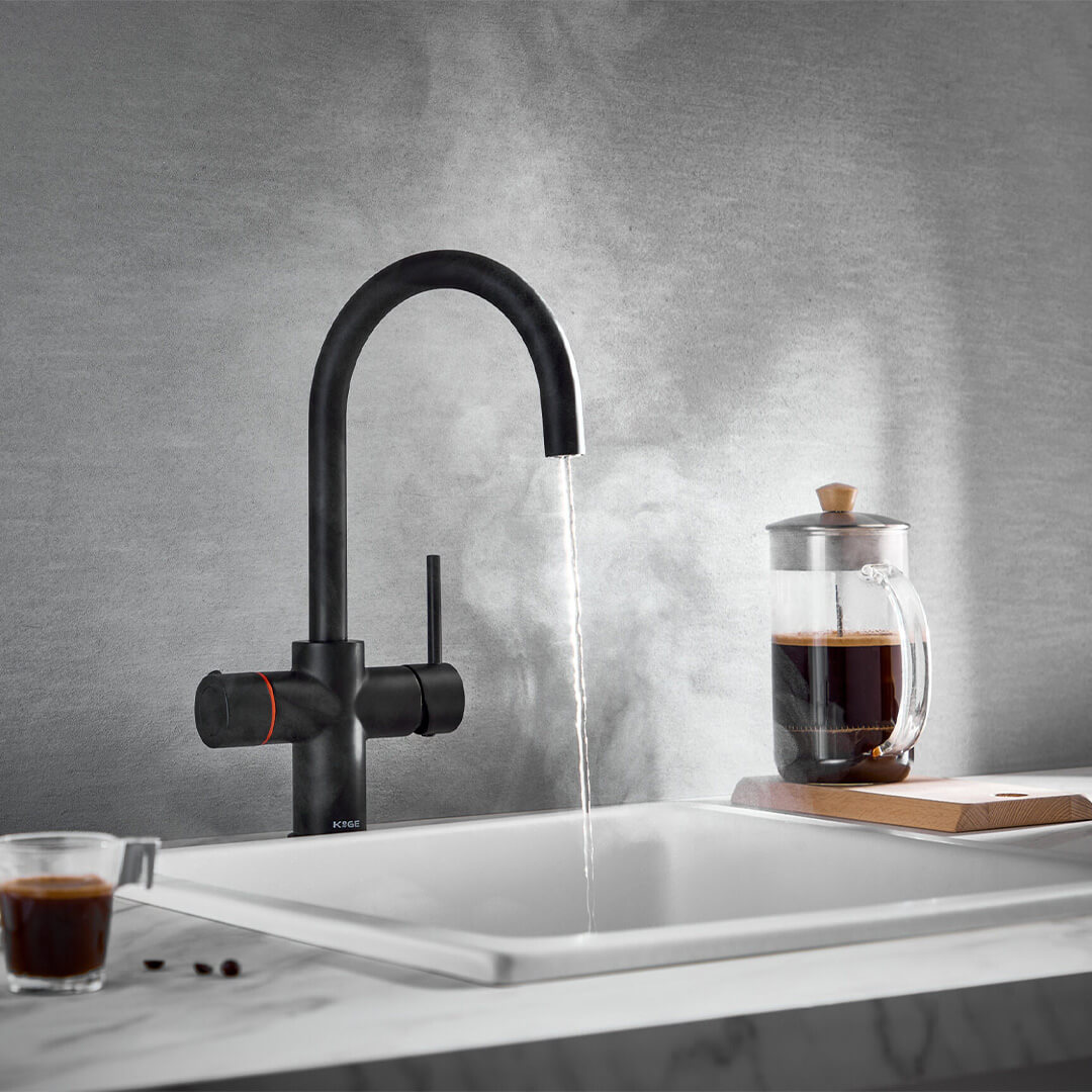 KoGE 3-in-1 Swan Spout Boiling Hot Water Tap | Matt Black