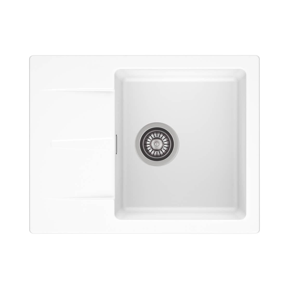 Reginox AVIGNON Single Bowl & Drainer White Granite Sink - 600mm Wide