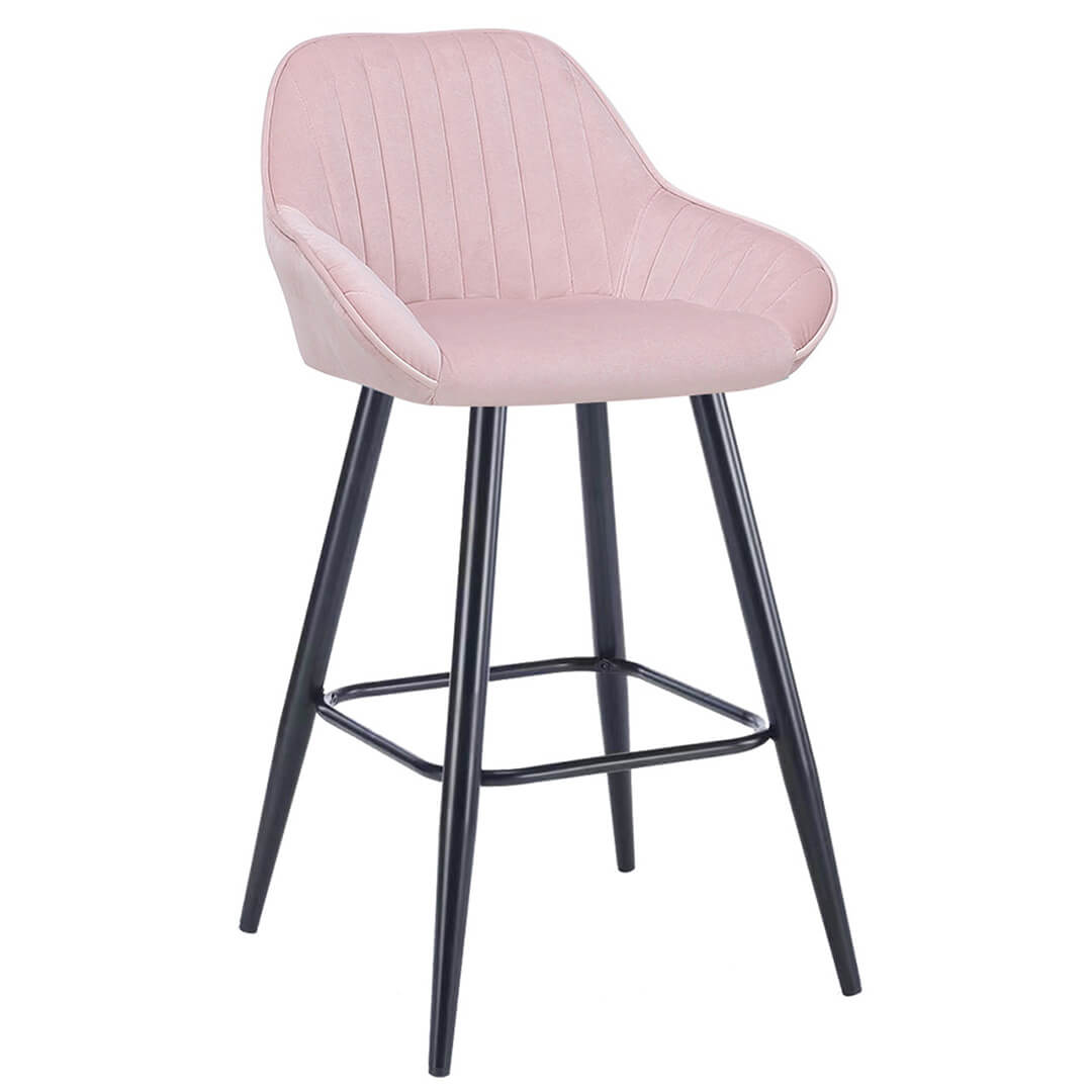 AURORA Velluto Velvet Bar Stool - Pink