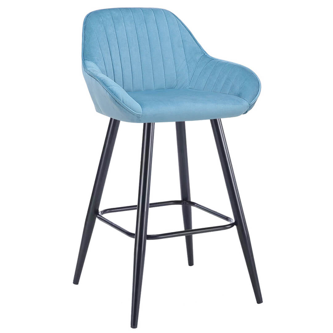 AURORA Velluto Velvet Bar Stool - Pastel Blue