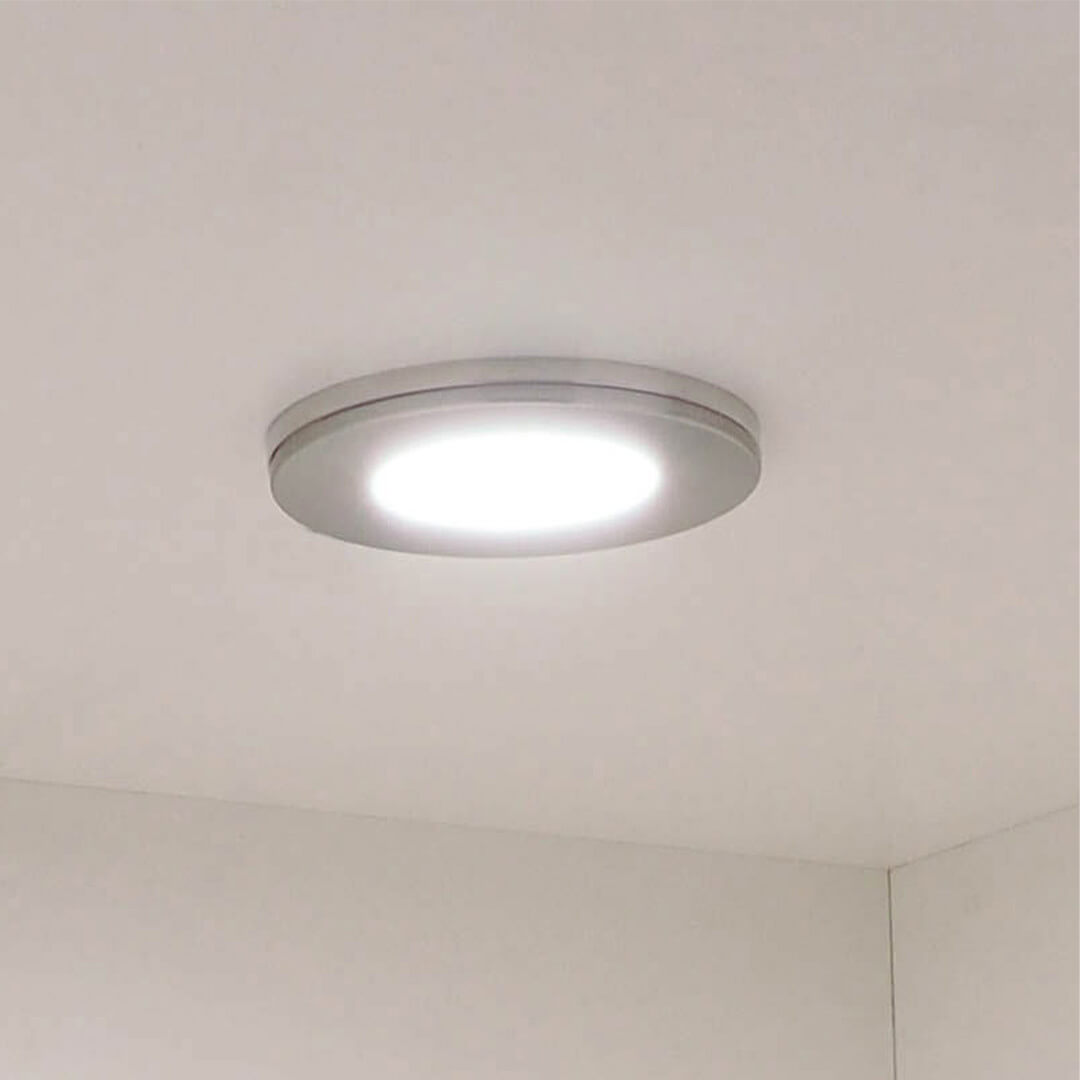 AURORA Slim Round Larder Pantry Light Kit - Brushed Nickel - 2 Lights & Sensor