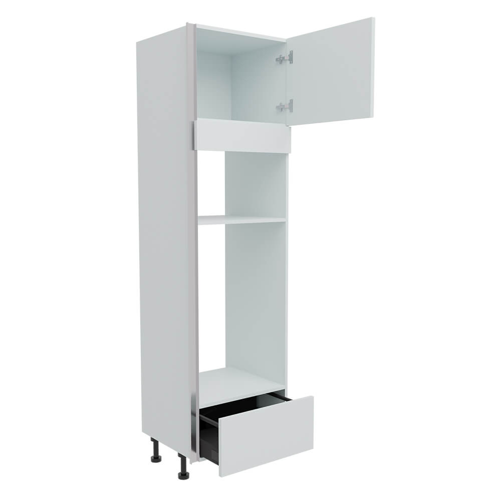 600mm True Handleless Double Oven & Mic Housing with 1 x Drawer - RH Hinge (High)